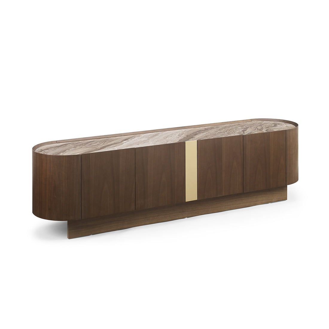 Venus Dark Walnut TV Cabinet with Gold Accent Detai