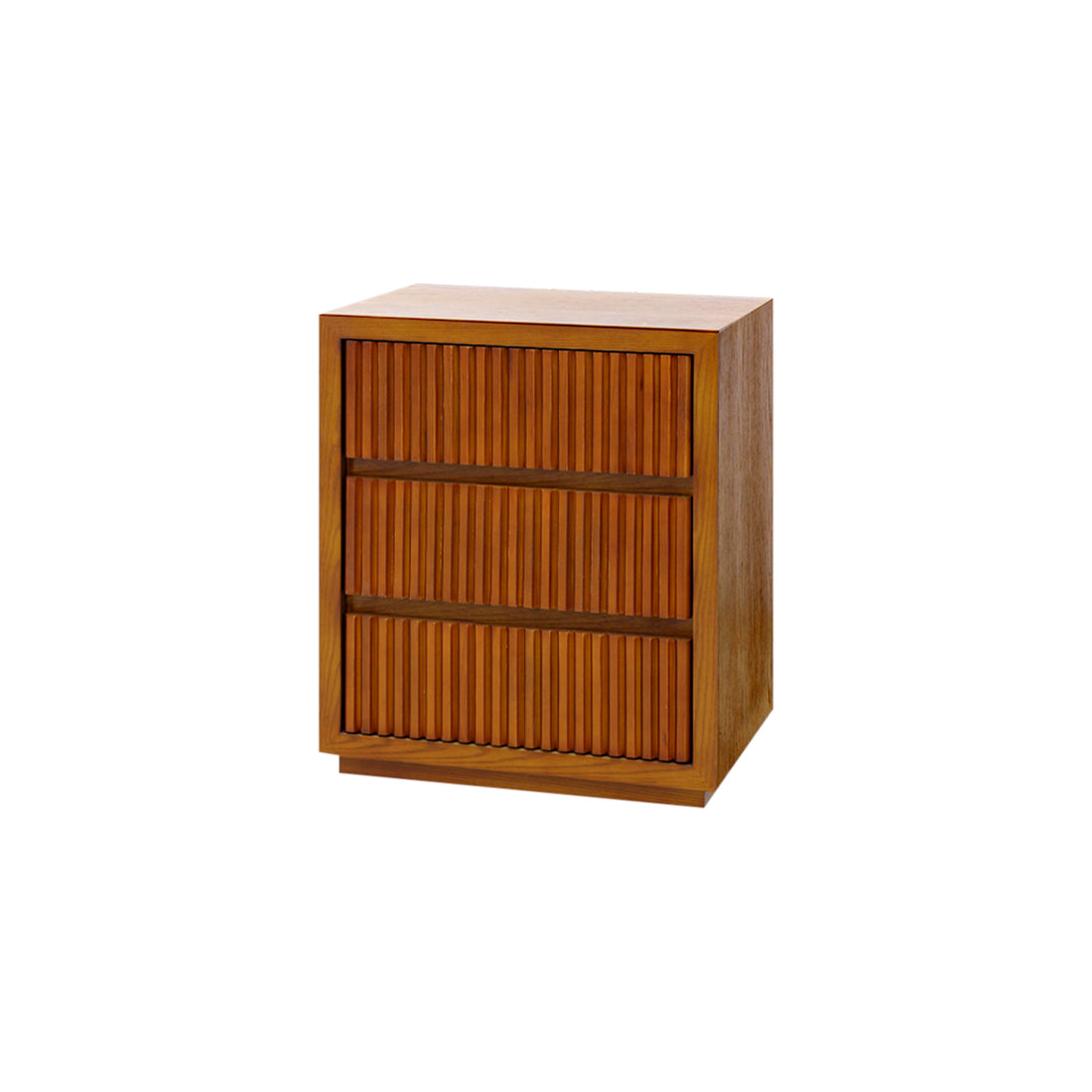 Toby 3-Drawer Bedside Table in Brown with Wave Pattern Detail
