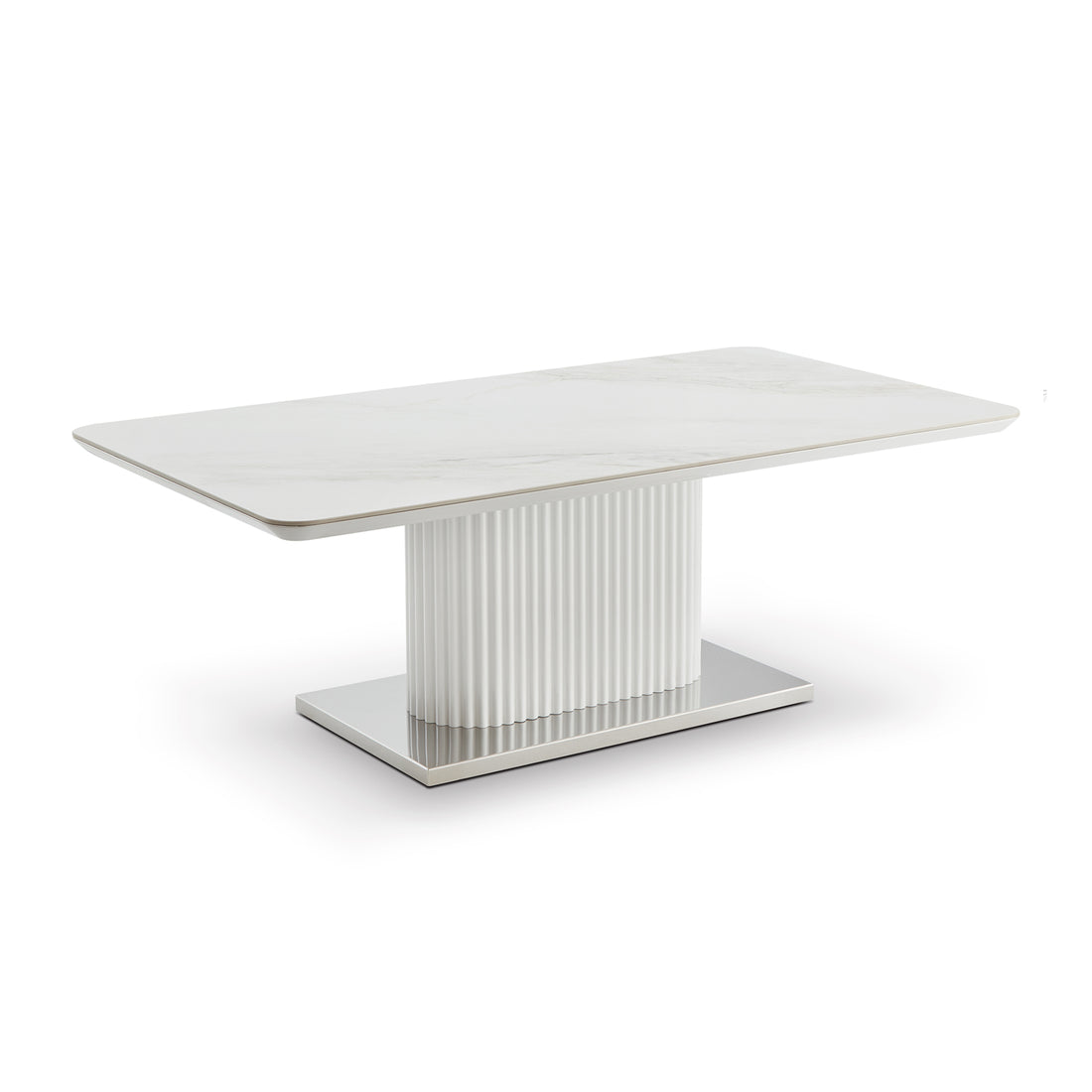 Aspen Gloss White Ceramic Coffee Table with Steel Base