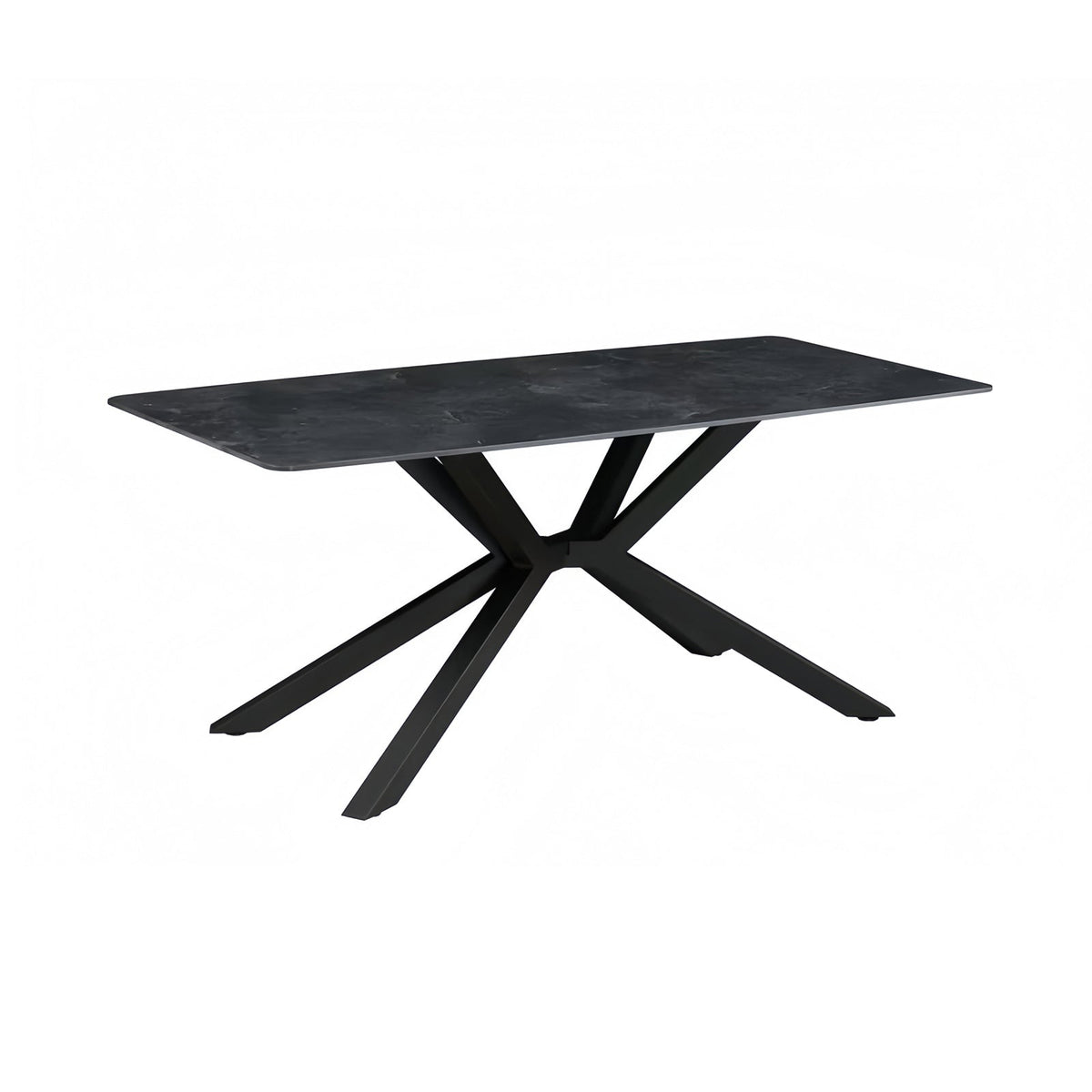 Rex Dining Table Rectangular Shape Sintered Stone Top Powder Coated Iron Legs