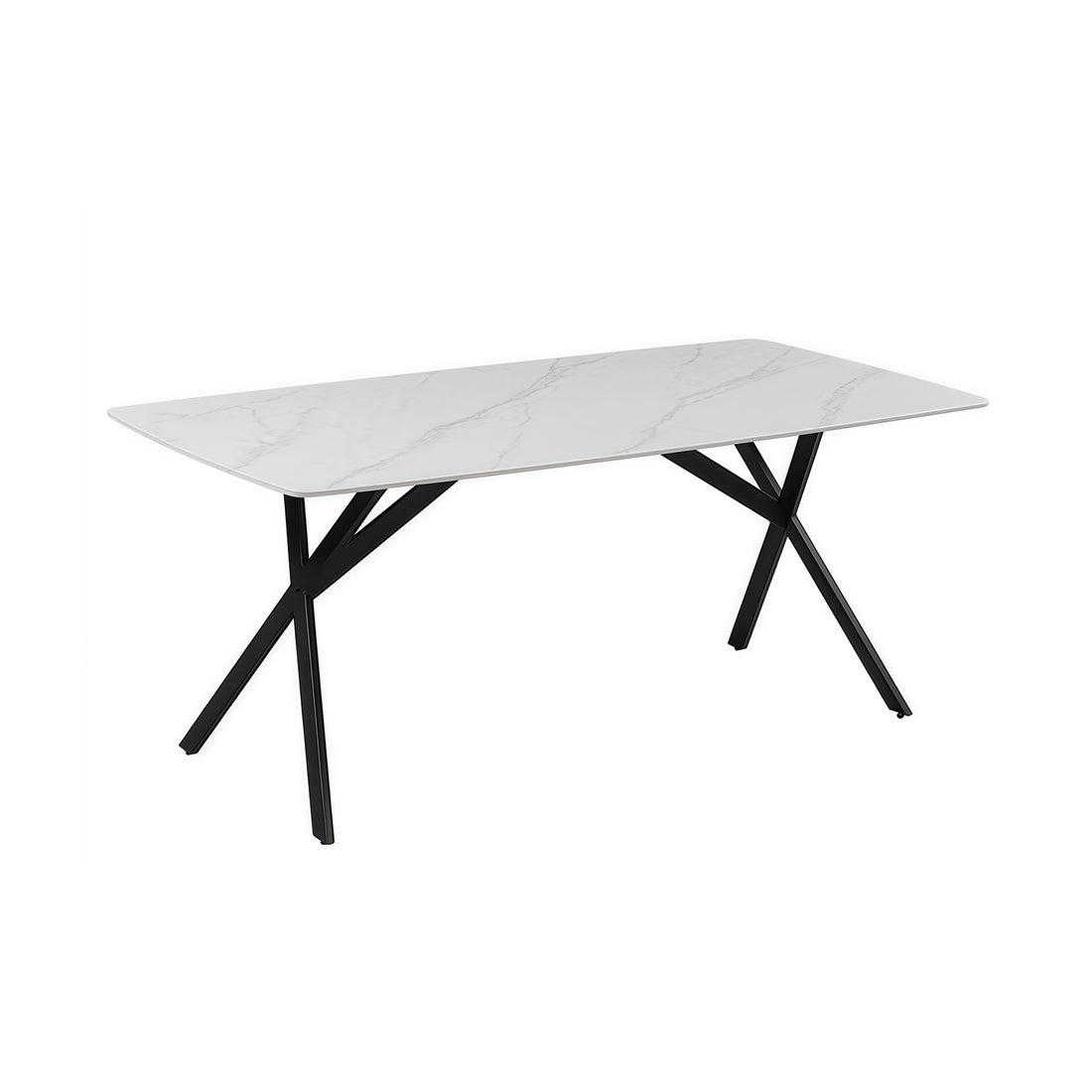 Abby Dining Table Rectangular Shape Sintered Stone Top Iron Legs