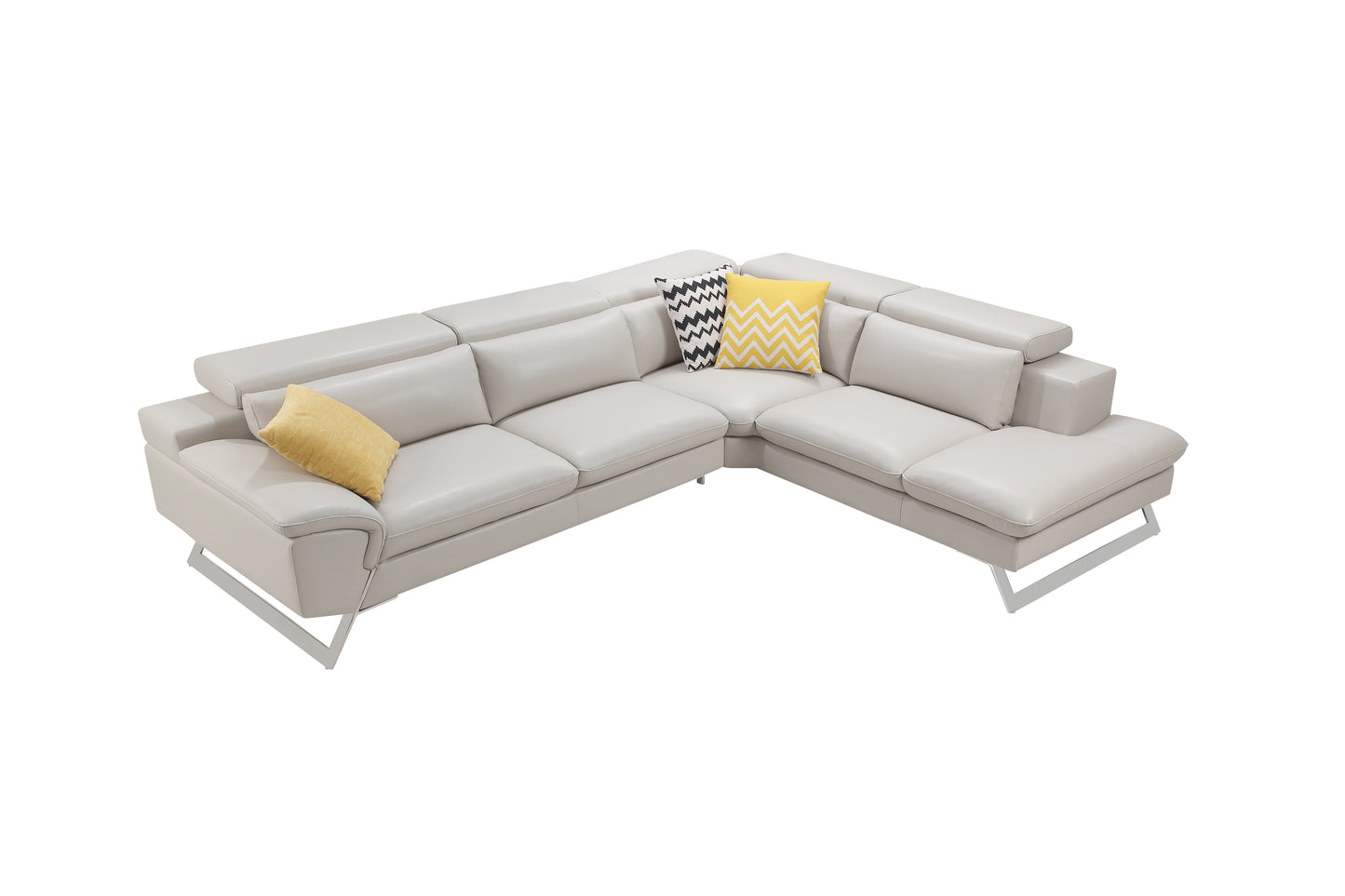 Marina 5 Seater Leatherette Corner Sofa with Chaise in Cream Colour