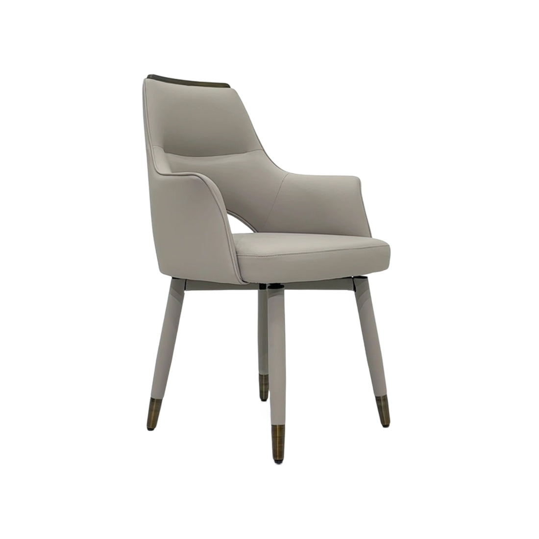 Luna 2x Dining Chair Leather Upholstery Swivel Feature Matt Brass Legs