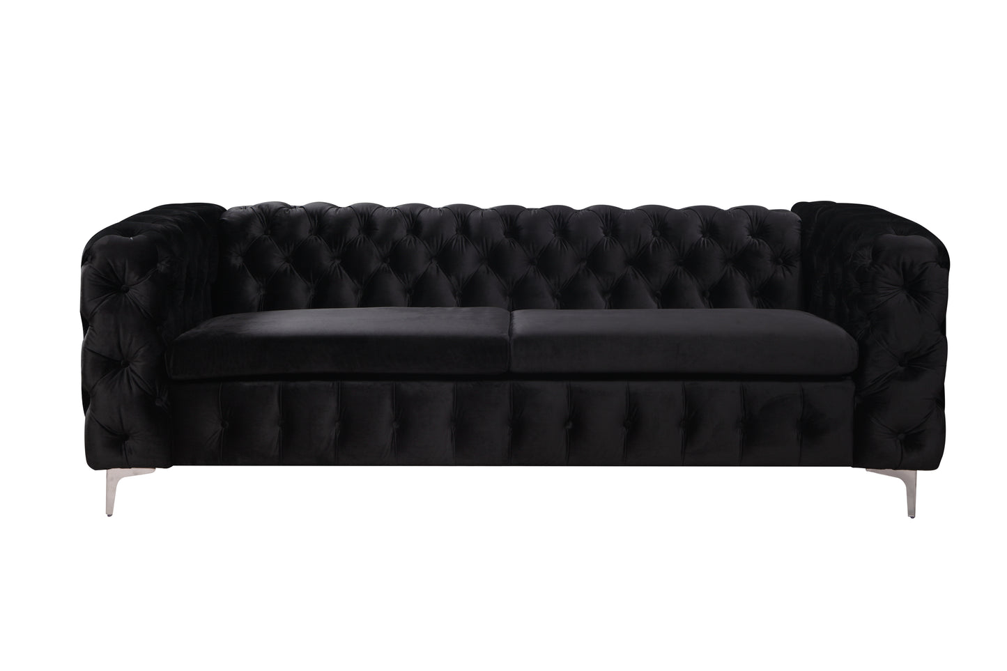 Jacques 3 Seater Sofa Classic Button Tufted Lounge in Black/Grey