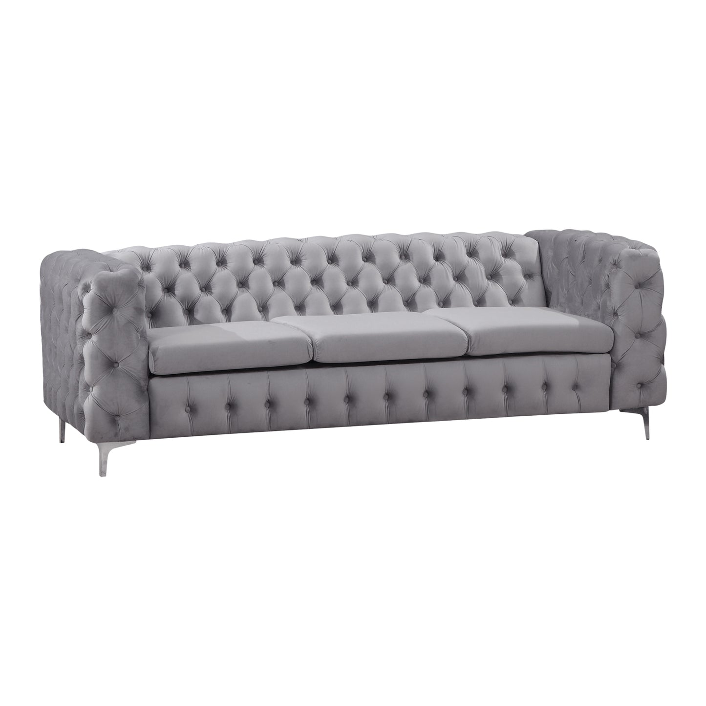 Jacques 3 Seater Sofa Classic Button Tufted Lounge in Black/Grey