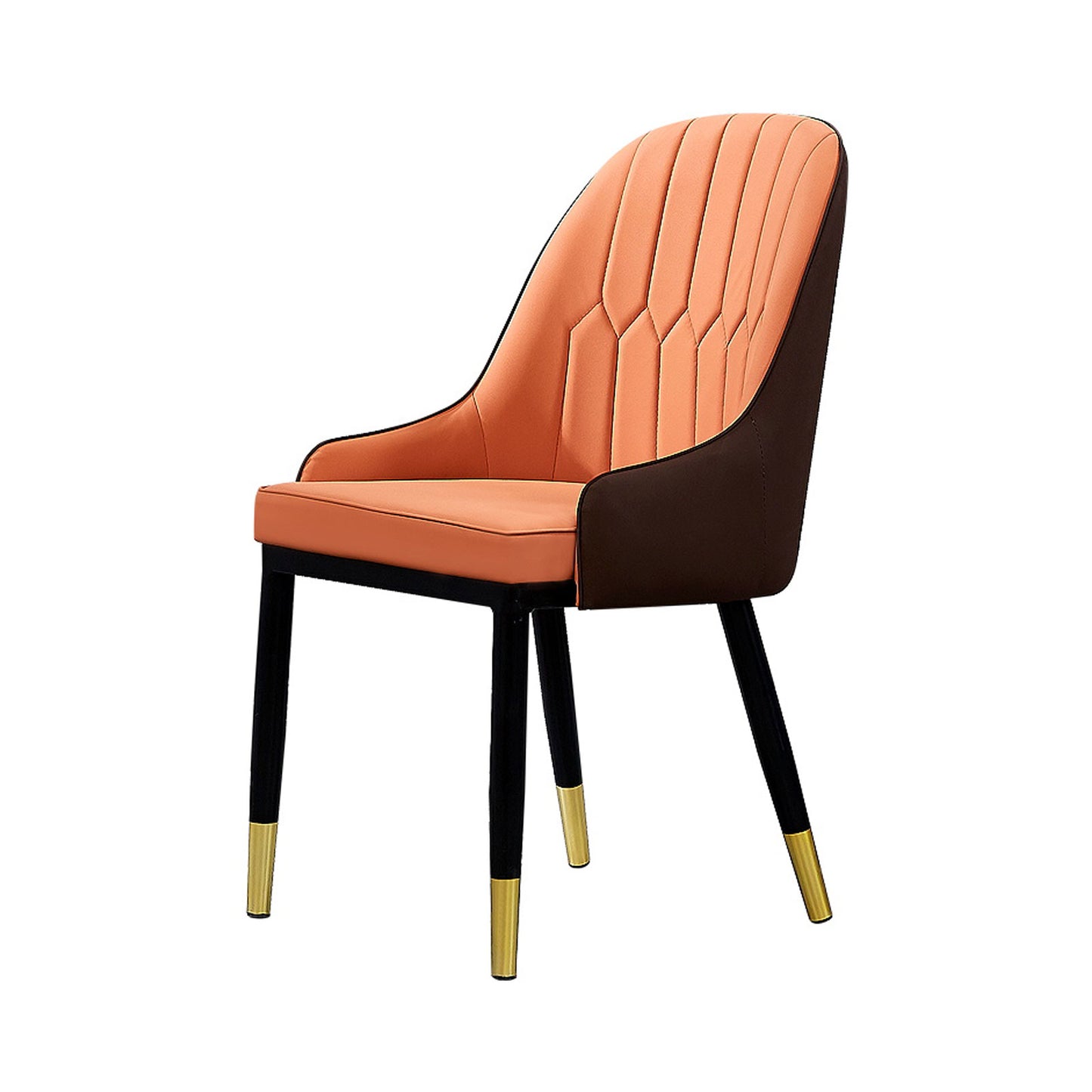 Lotus 2X Leatherette Upholstery Orange Color Dining Chair with Powder Coating Steet Feet