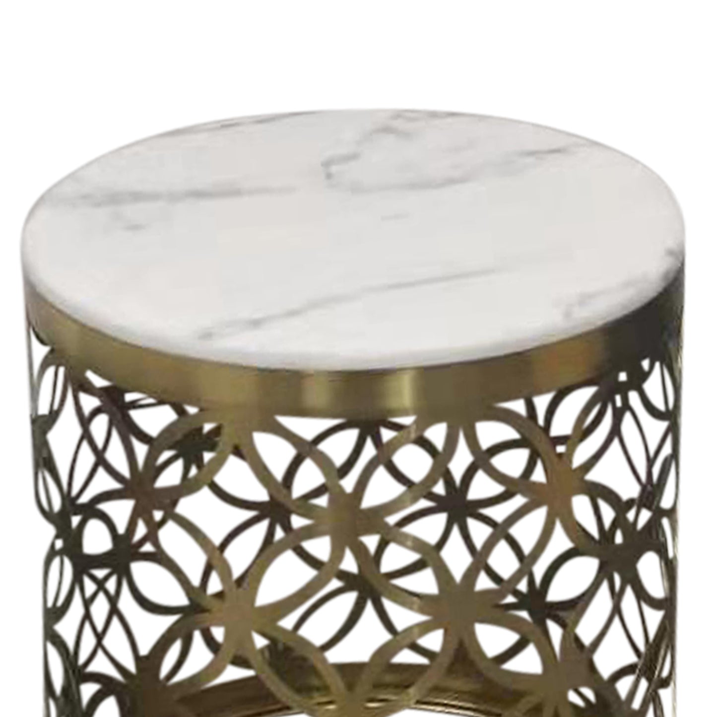 Troy Lamp Table with Faux Marble top Round Shape Electroplating Golden Base
