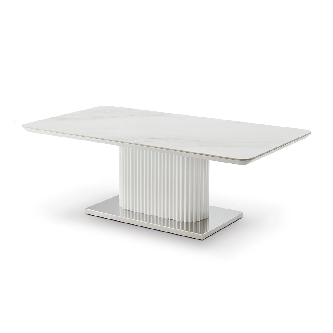Aspen Gloss White Ceramic Coffee Table with Steel Base
