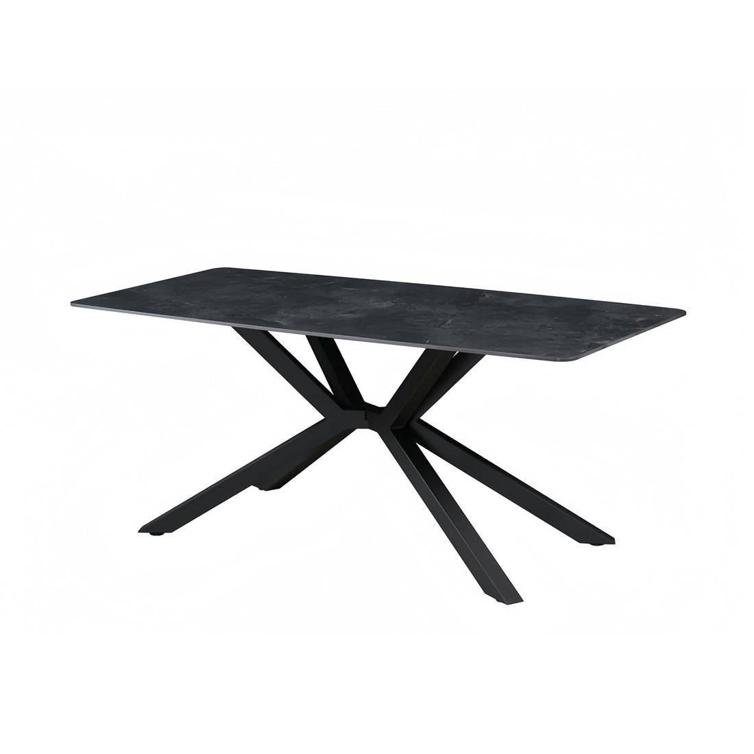 Rex Dining Table Rectangular Shape Sintered Stone Top Powder Coated Iron Legs