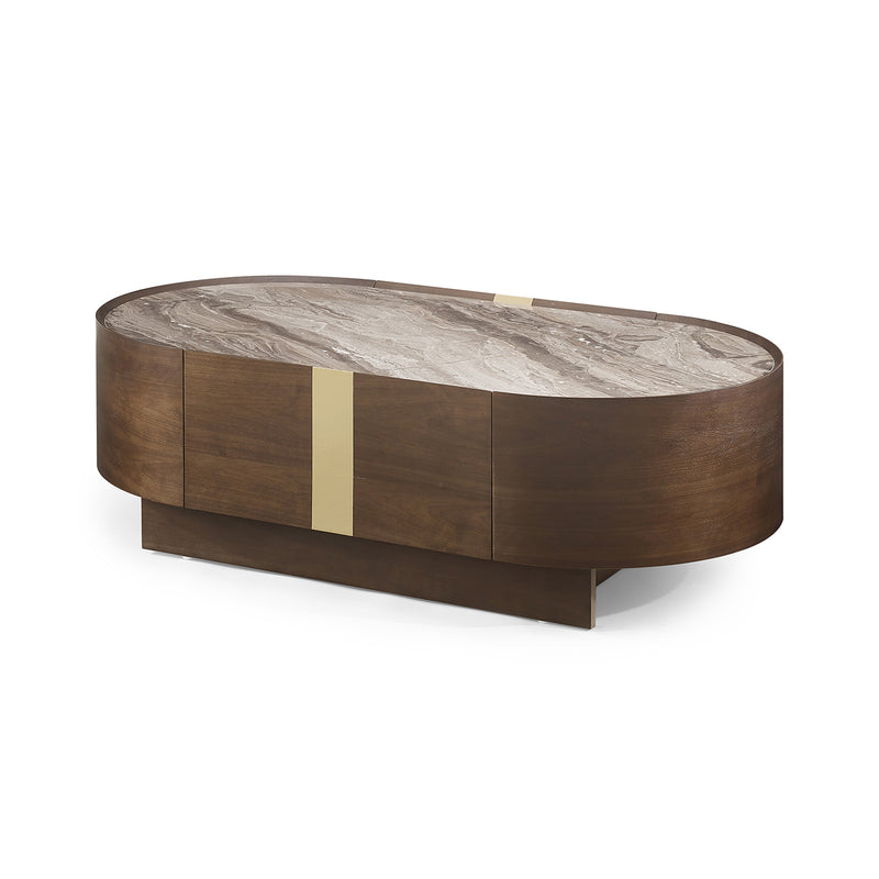 Venus Dark Walnut Coffee Table with Storage Compartment