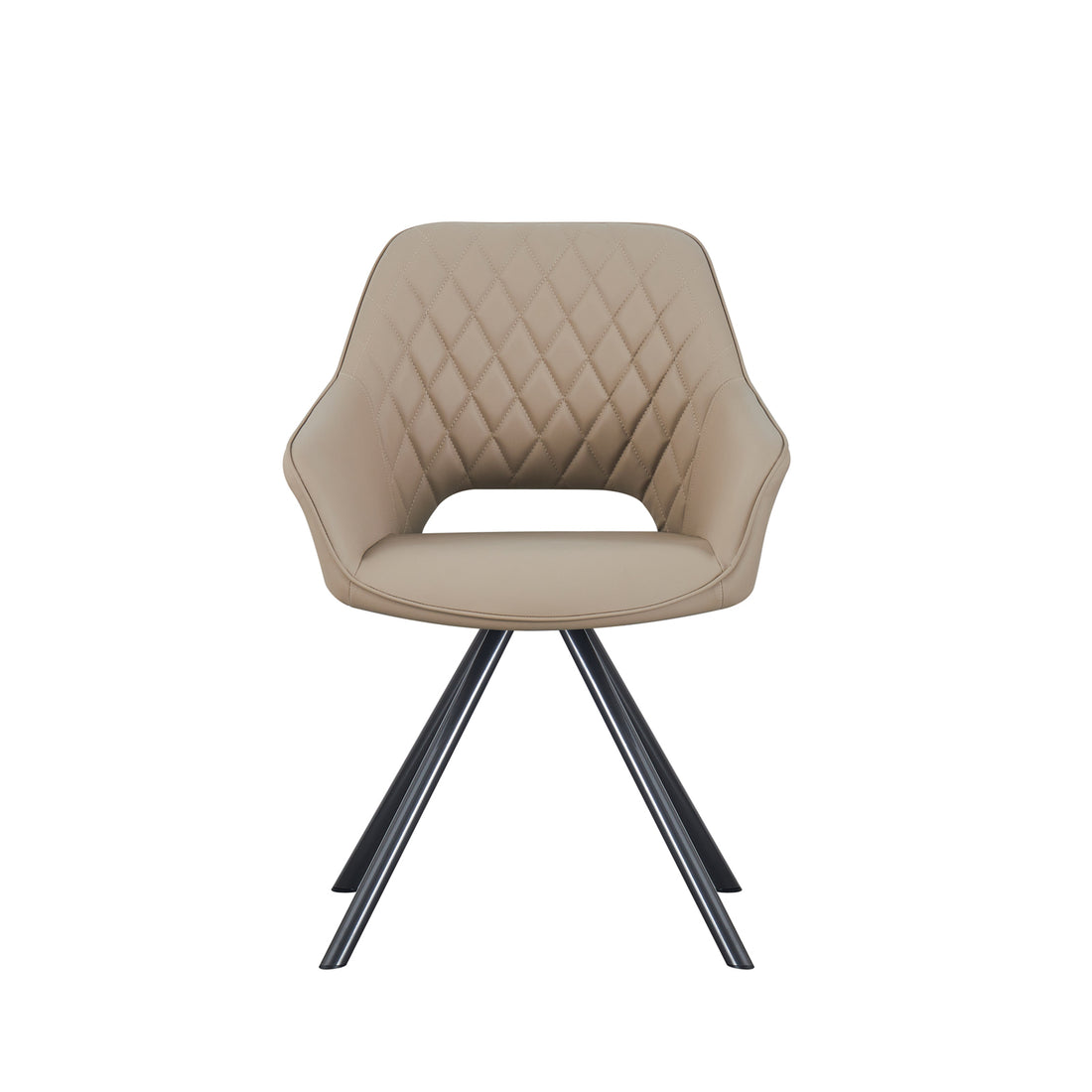 Lena Set of 2 PU Leather Swivel Dining Chairs – Padded Upholstery & Powder-Coated Metal Legs