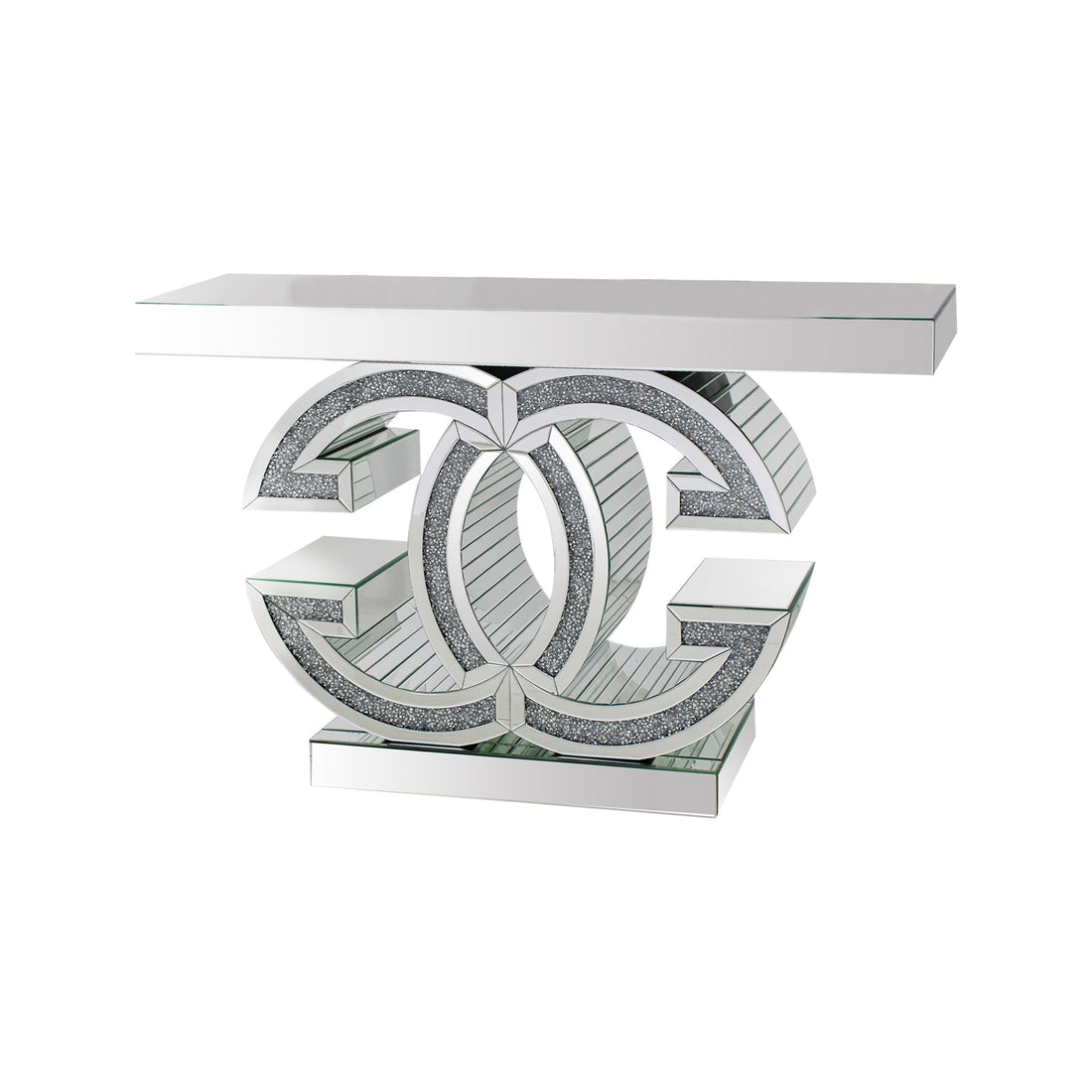 Gucci Silver Hall Table with Mirror and Crushed Acrylic Diamonds