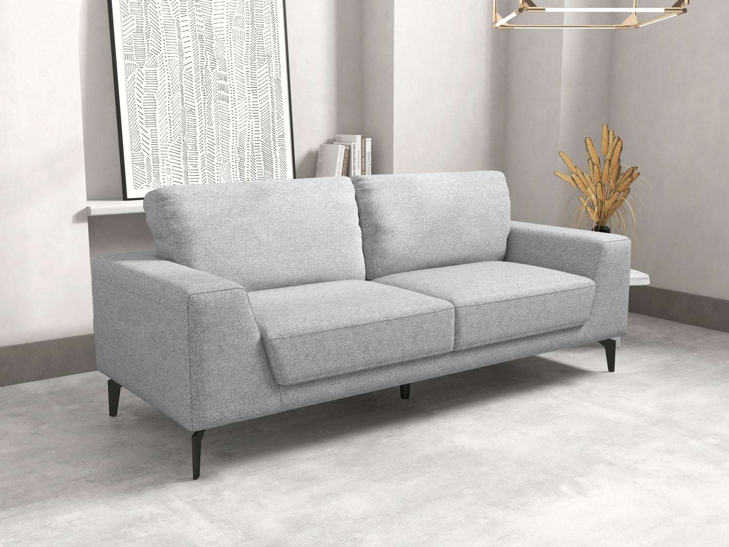 Hopper 3+2 Seater Sofa In Linen Fabric Light Grey Lounge