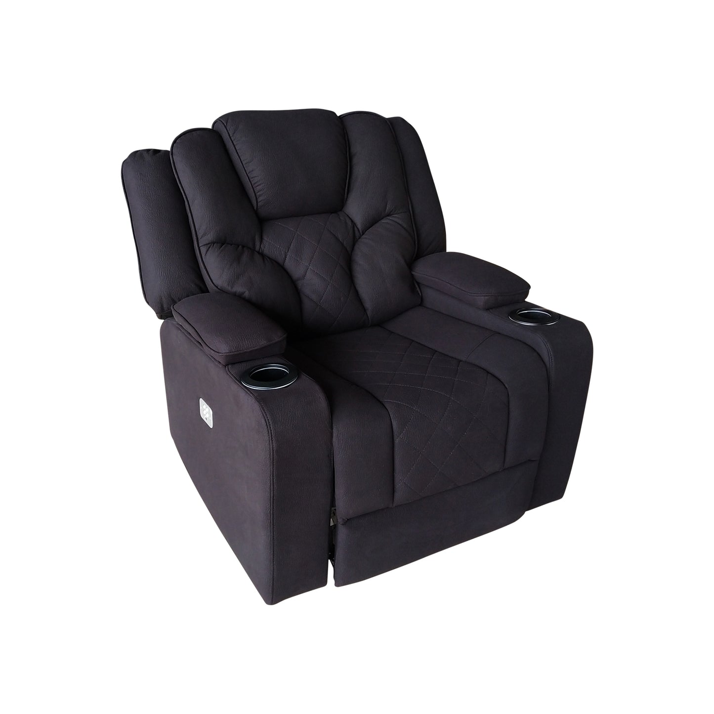 Arnold Electric Recliner Stylish Rhino Fabric Black 1 Seater Lounge Armchair with LED Features