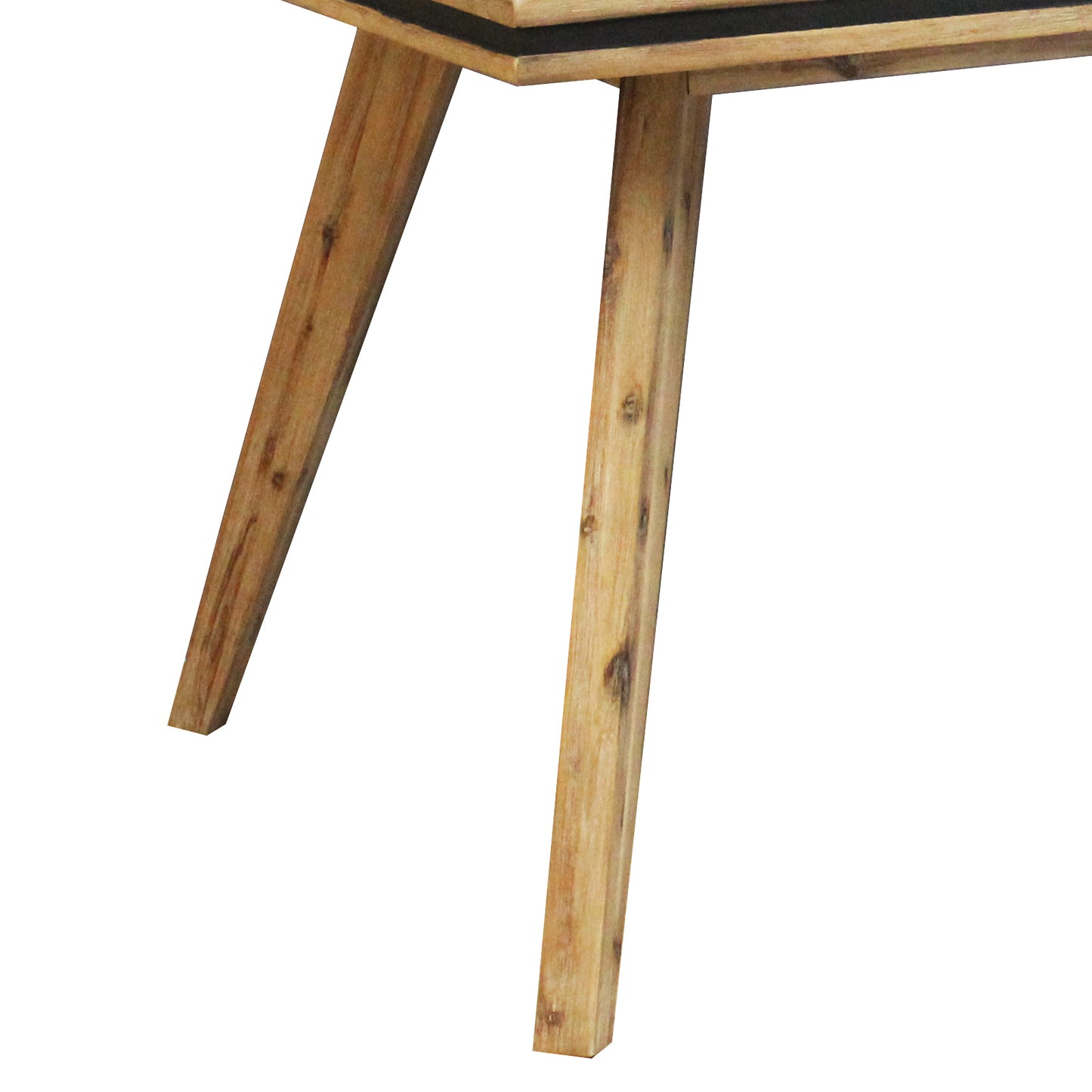 Seashore Dining Table In Solid Acacia Timber In Silver Brush Colour with Black Border