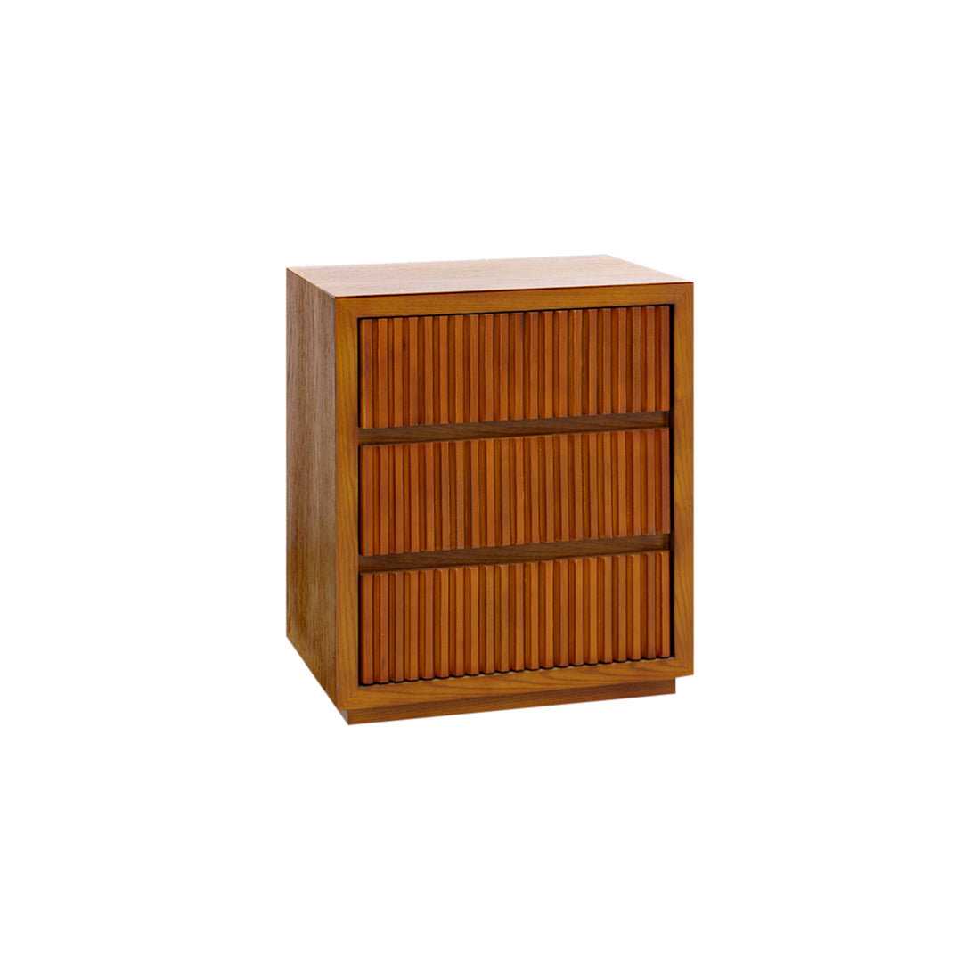 Toby 3-Drawer Bedside Table in Brown with Wave Pattern Detail