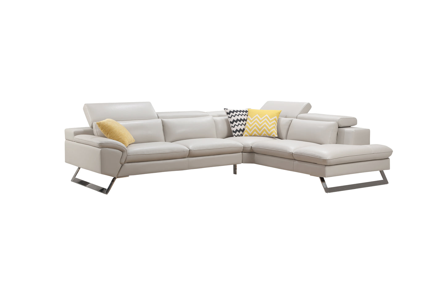 Marina 5 Seater Leatherette Corner Sofa with Chaise in Cream Colour