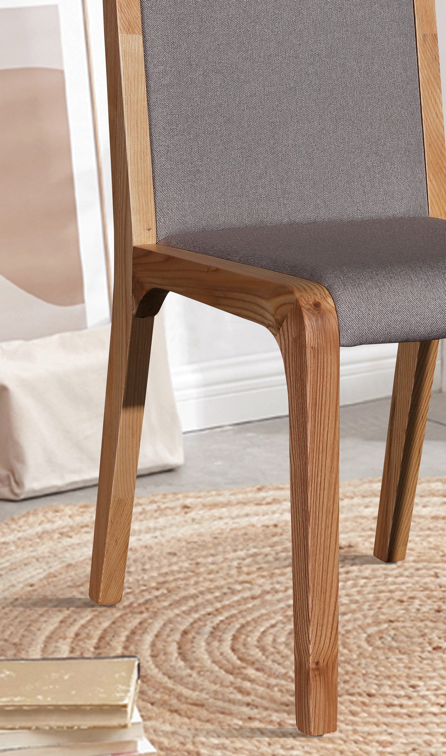 Galaxy 2x Dining Chairs Wooden Frame Gray Fabric Seat Pad