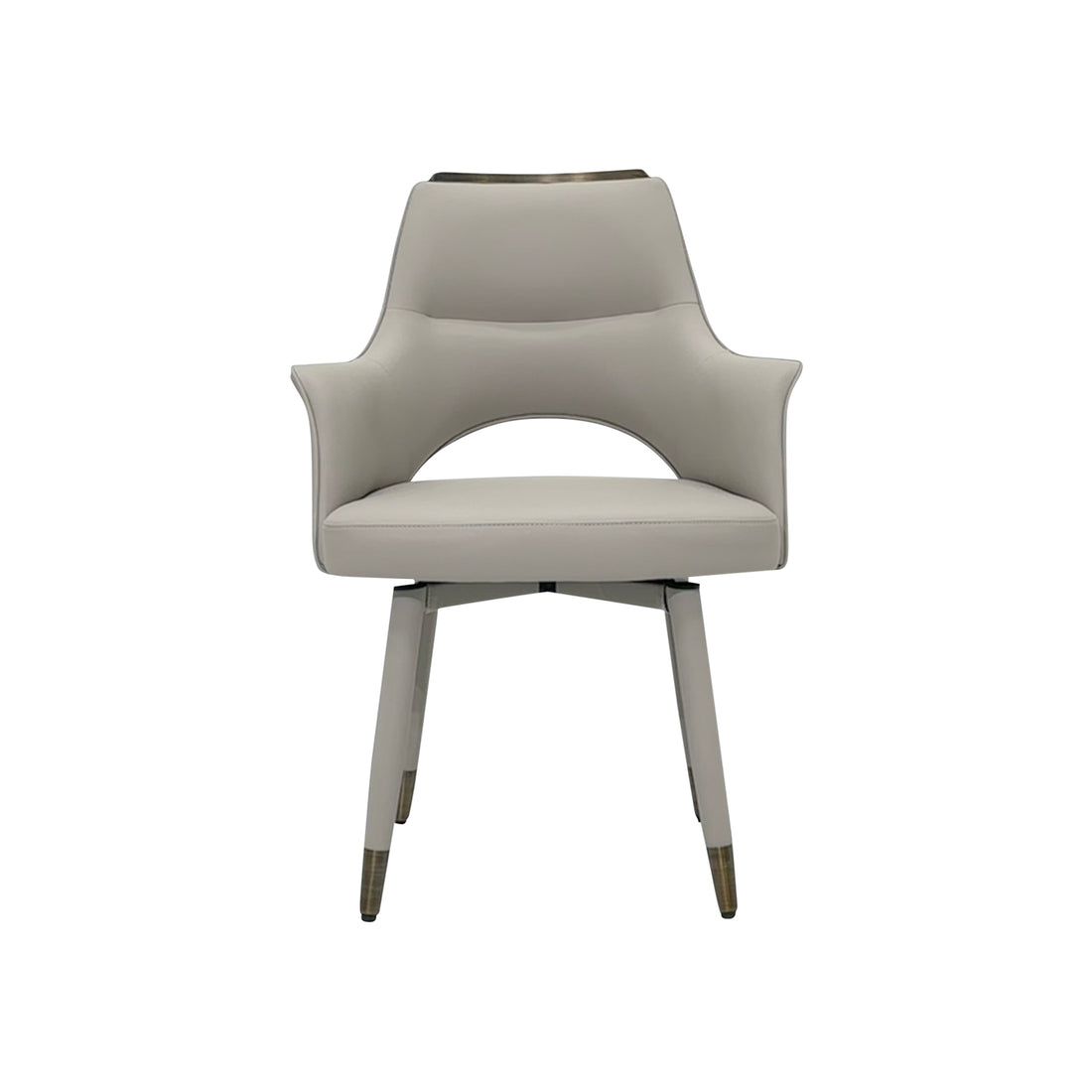 Luna 2x Dining Chair Leather Upholstery Swivel Feature Matt Brass Legs
