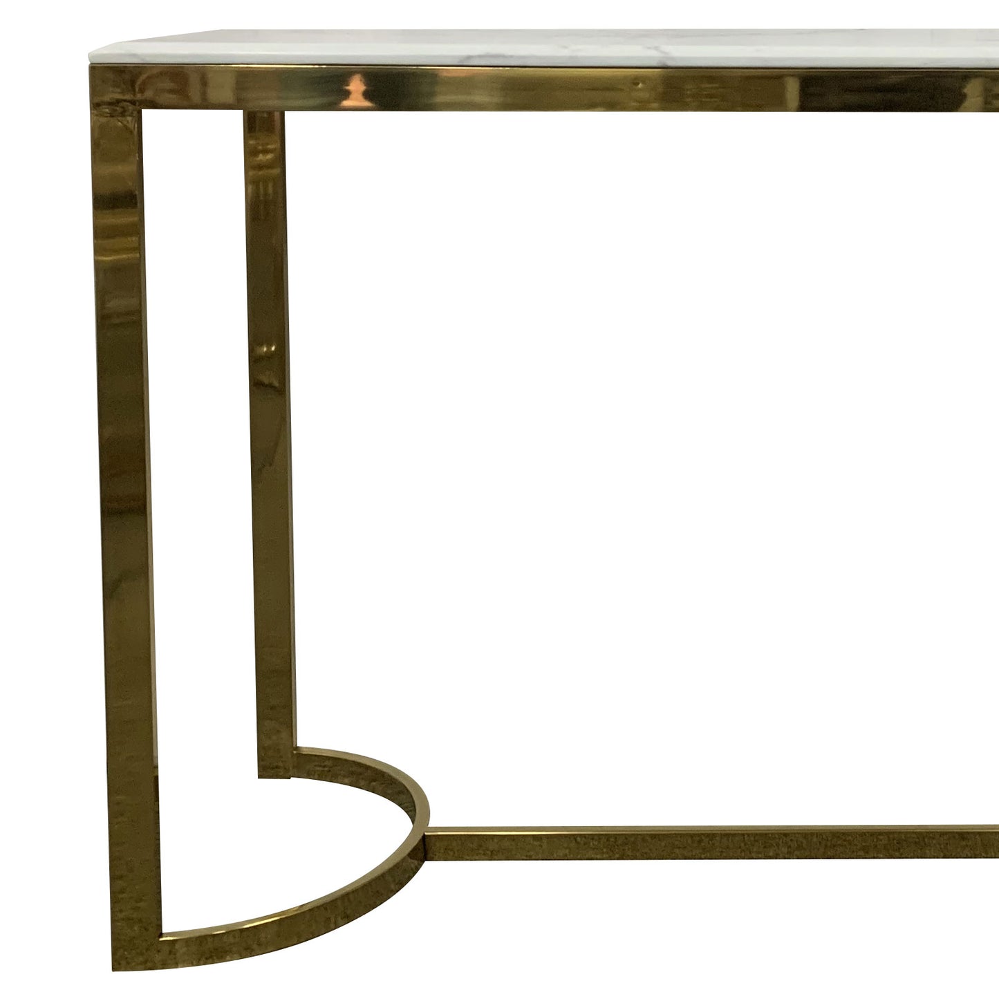 Fancy Stainless Electroplating Titanium Gold Frame & White Faux Marble Top Hall Table