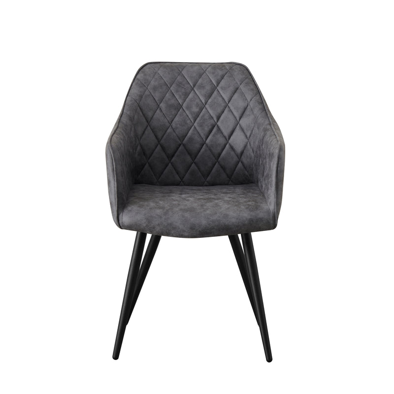 Cove Dining Chairs Set of 2 Grey Fabric Upholstered Grid Design