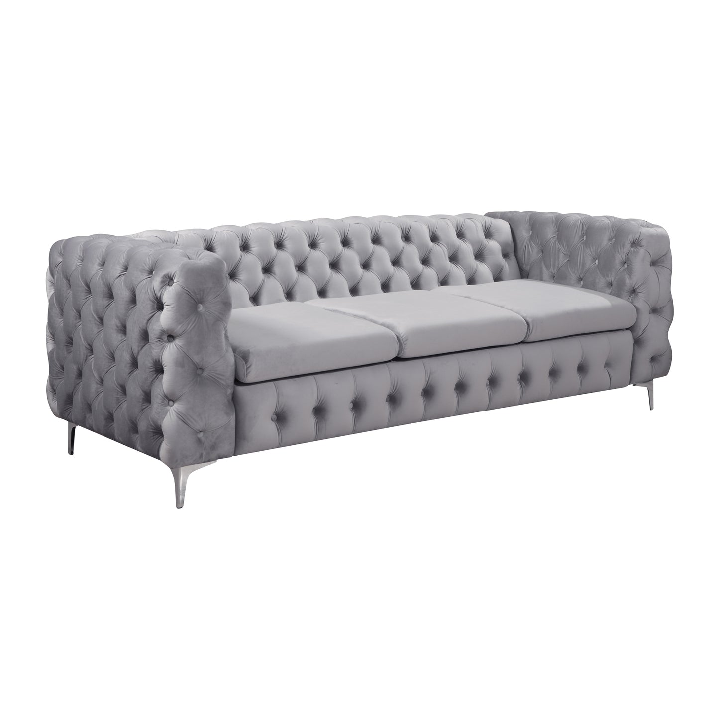 Jacques 3 Seater Sofa Classic Button Tufted Lounge in Black/Grey