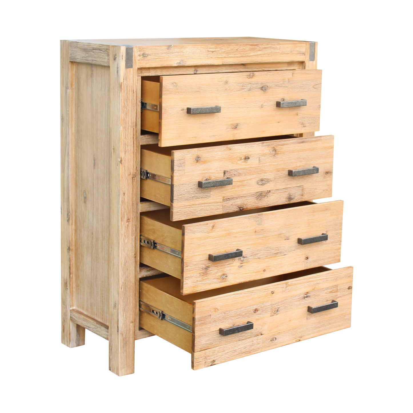 Nowra Tallboy 4 Storage Drawers In Solid Acacia Timber In Multiple Colour