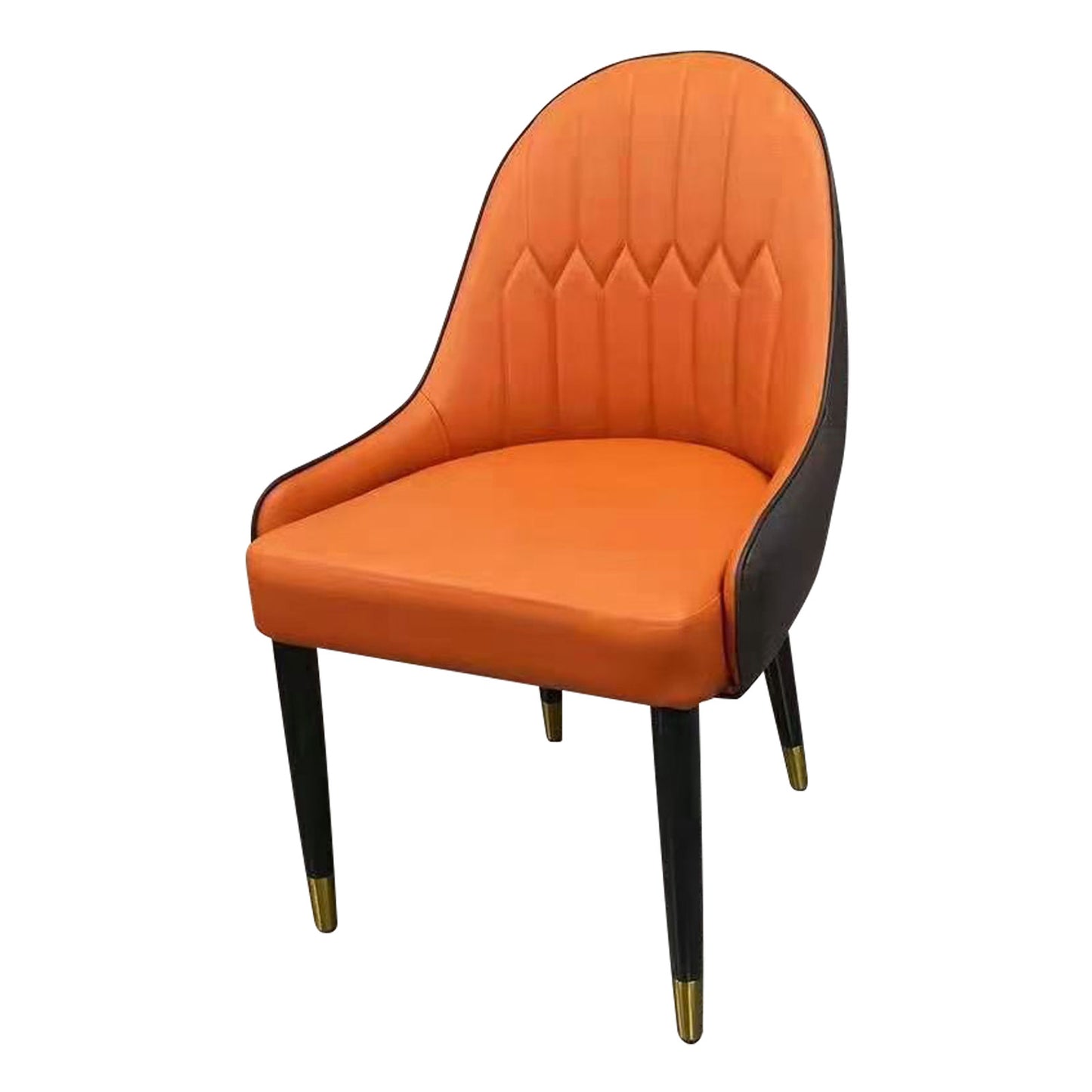 Lotus 2X Leatherette Upholstery Orange Color Dining Chair with Powder Coating Steet Feet