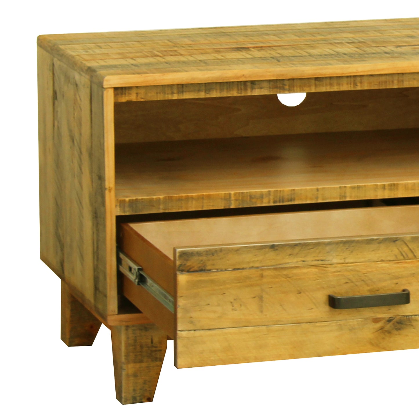 Woodstyle Solid Timber Light Brown 3 Drawers TV Cabinet in Rustic Texture