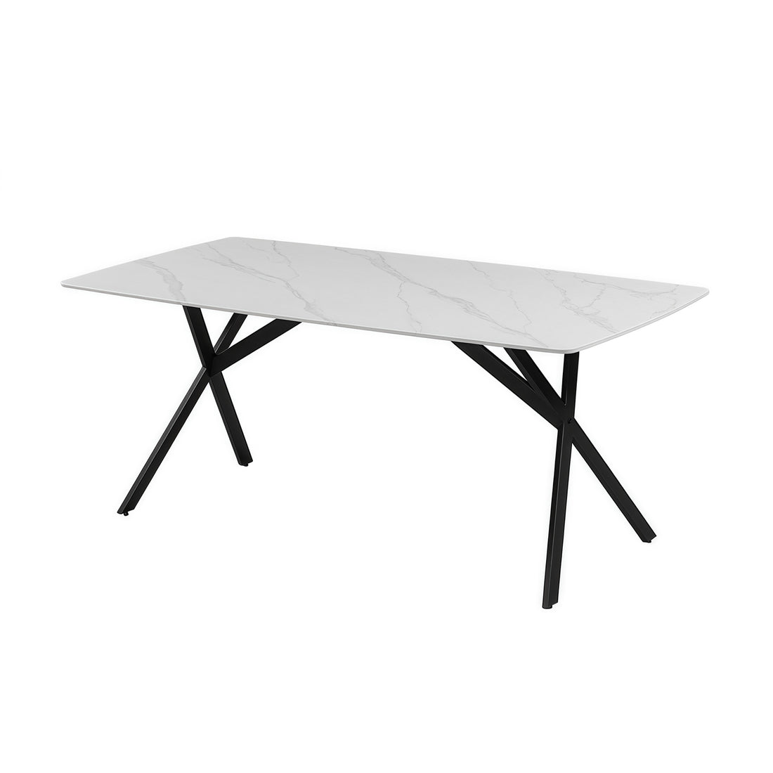 Abby Dining Table Rectangular Shape Sintered Stone Top Iron Legs