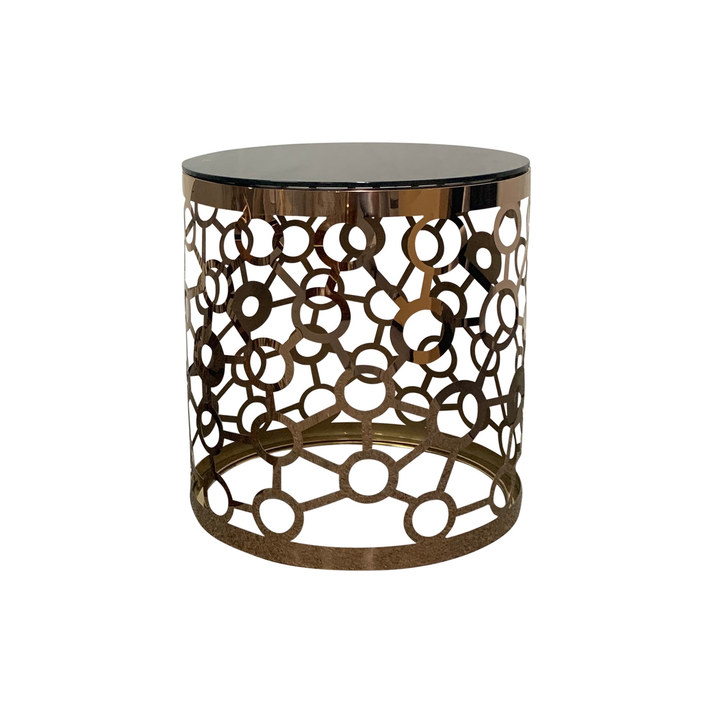 Round Lamp Table Glass Metal Electroplating Gold Nova