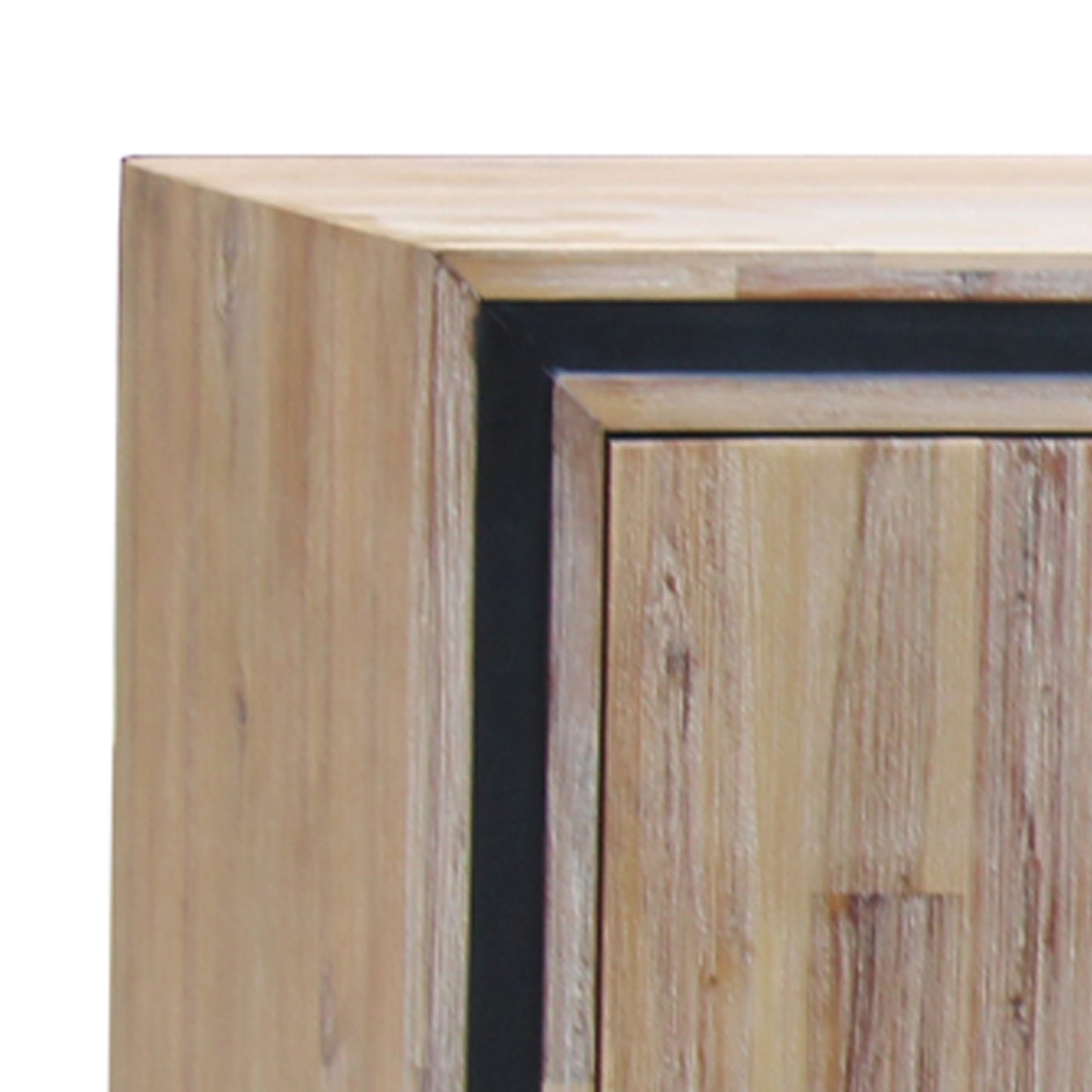 Seashore Buffet In Solid Acacia Timber with Black Border In Silver Brush Colour
