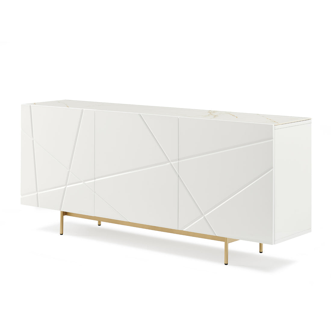 Amelia White Buffet with Ceramic Top & Gold Legs