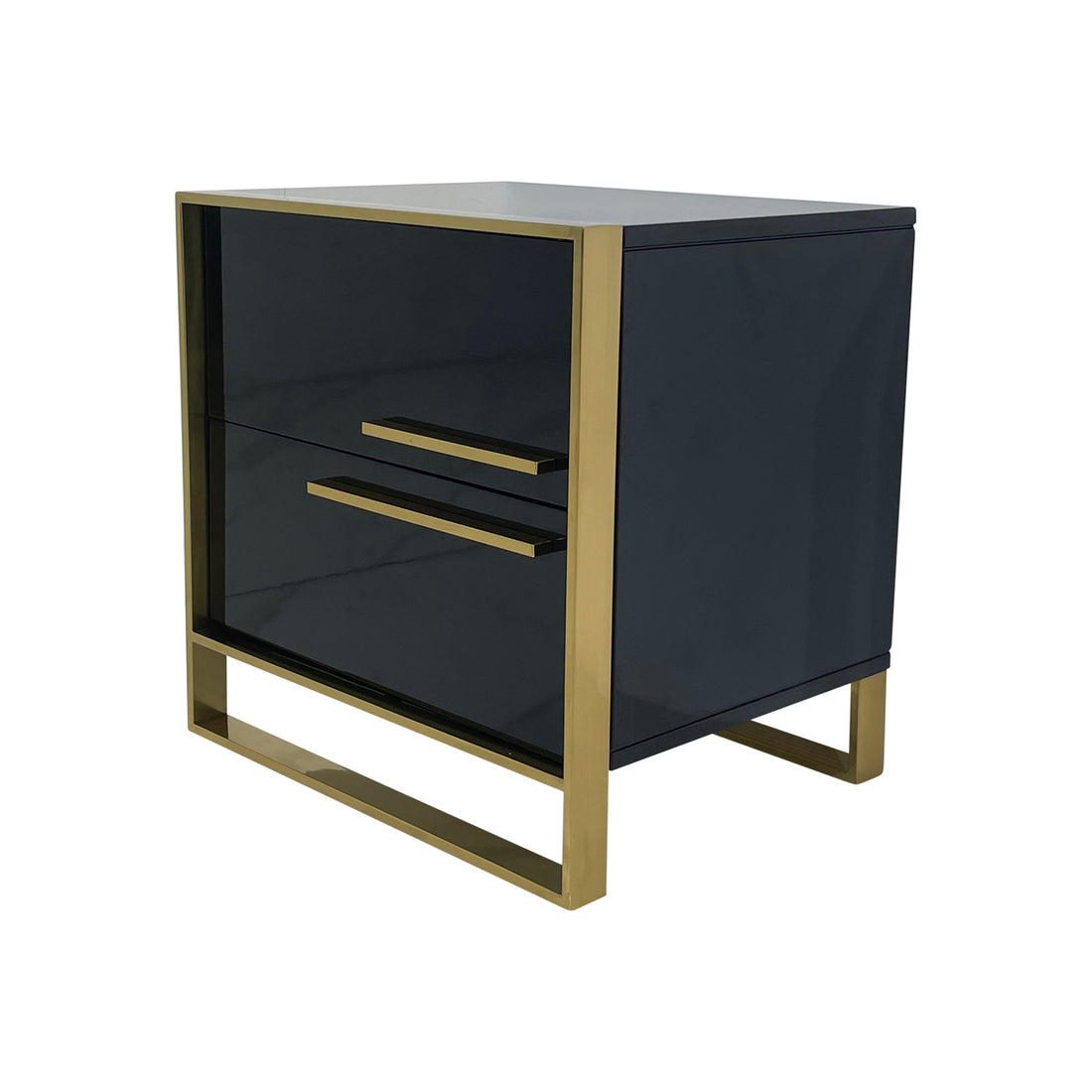 Dynasty Bedside Table with Stainless Steel Base