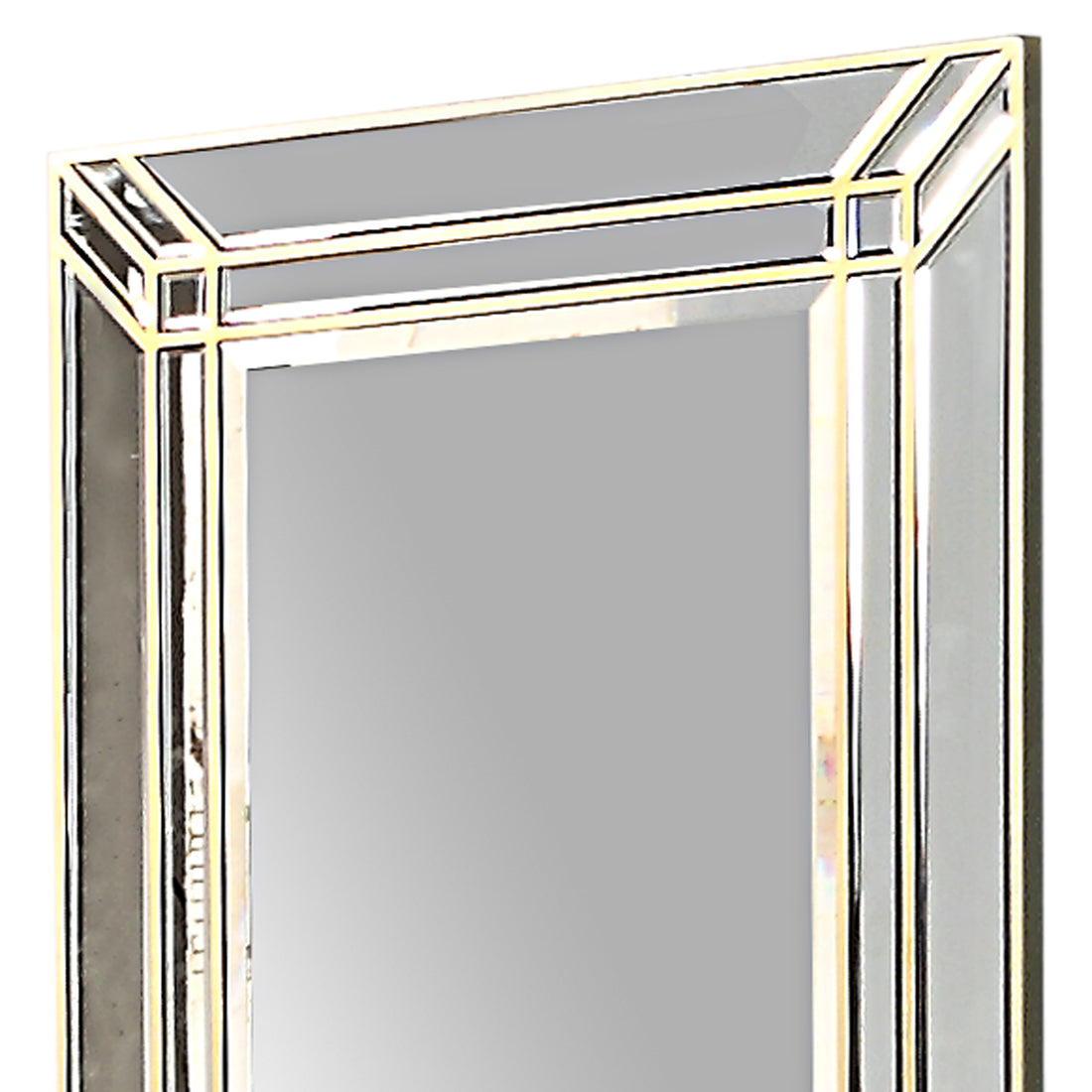 Antique Rectangular Gold Mirror with Double-Layer Border Frame