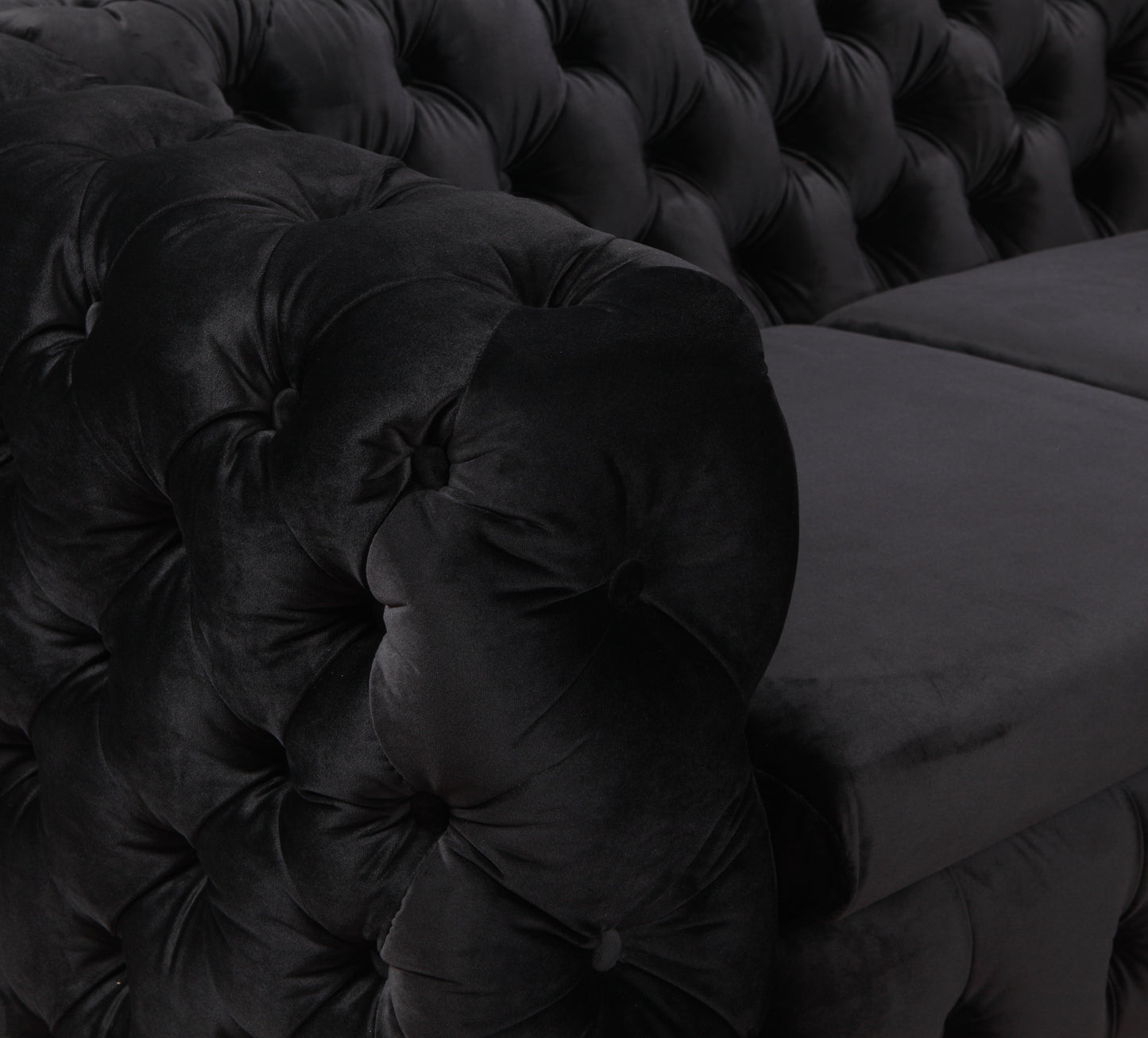 Jacques 3 Seater Sofa Classic Button Tufted Lounge in Black/Grey