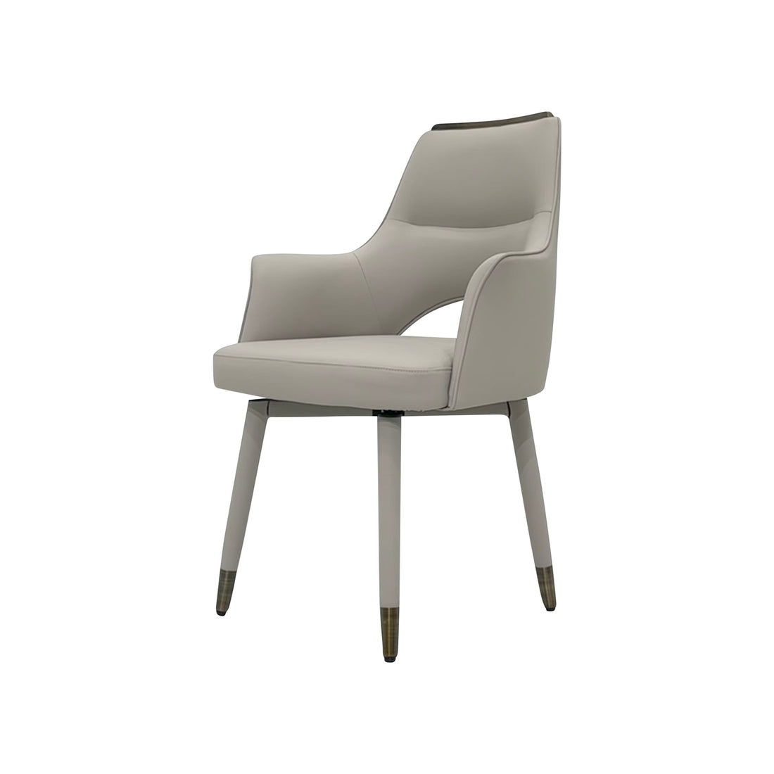 Luna 2x Dining Chair Leather Upholstery Swivel Feature Matt Brass Legs