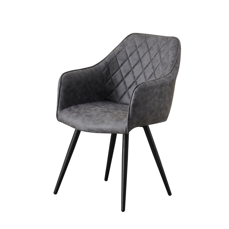 Cove Dining Chairs Set of 2 Grey Fabric Upholstered Grid Design