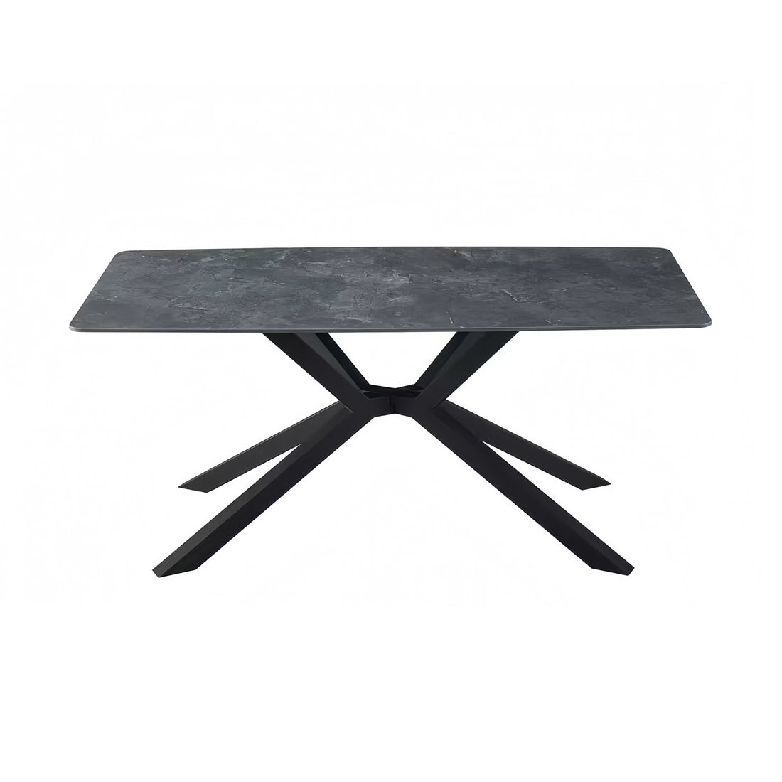 Rex Dining Table Rectangular Shape Sintered Stone Top Powder Coated Iron Legs