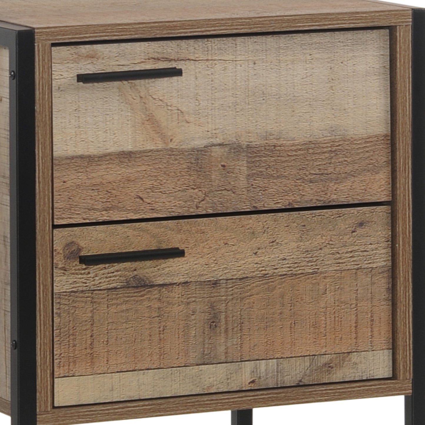 Mascot 2 Drawers Particle Board Bedside Table Night Stand In Oak Colour