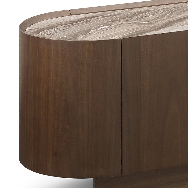 Venus Dark Walnut TV Cabinet with Gold Accent Detai