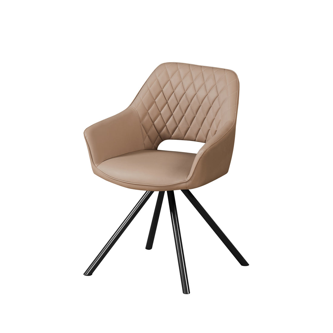 Lena Set of 2 PU Leather Swivel Dining Chairs – Padded Upholstery & Powder-Coated Metal Legs
