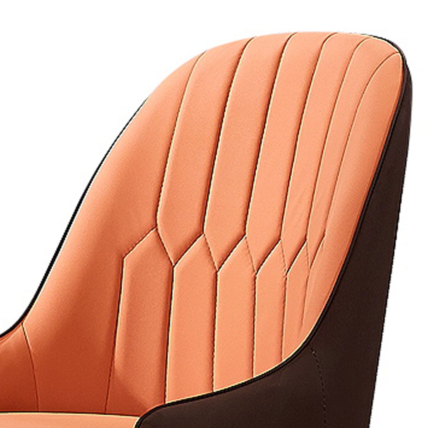 Lotus 2X Leatherette Upholstery Orange Color Dining Chair with Powder Coating Steet Feet