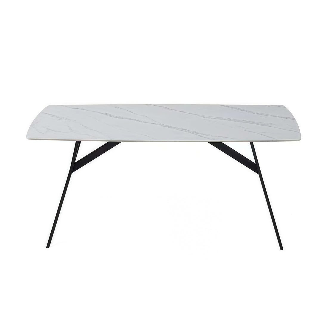 Abby Dining Table Rectangular Shape Sintered Stone Top Iron Legs