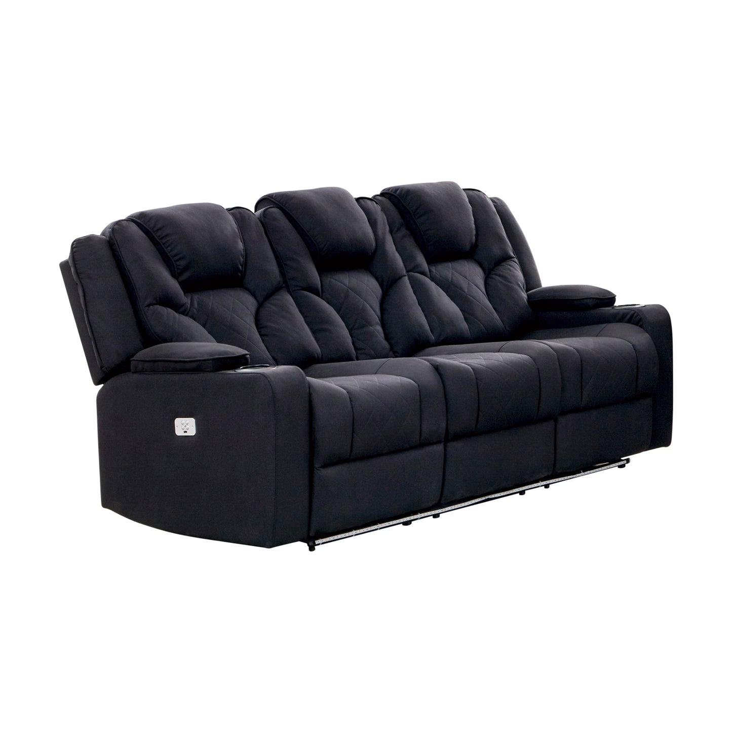 Arnold 3+2+1 Seater Electric Recliner Stylish Rhino Fabric Black Lounge Armchair with LED Features