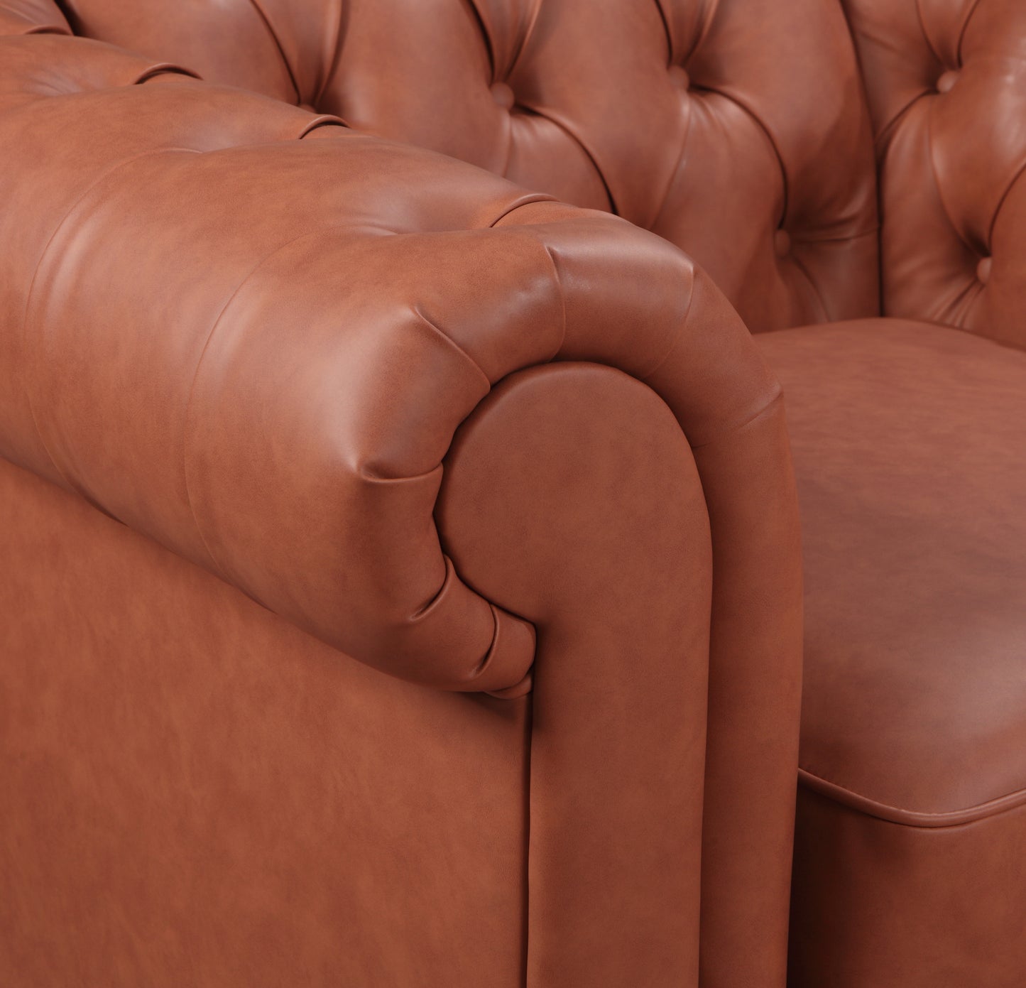 Madeline 1S Brown Colour Premium PU Leather Sofa