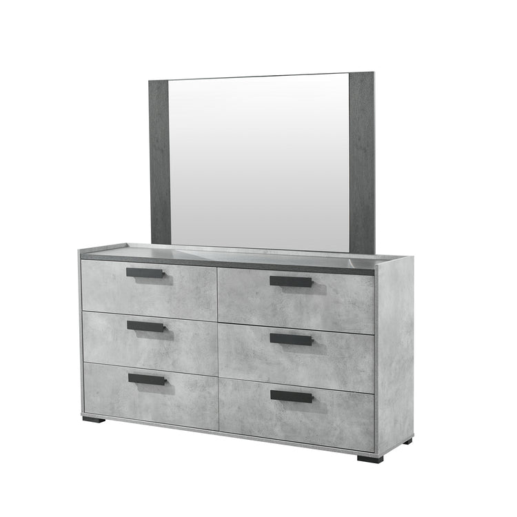 Copper Wooden Dresser with 6 Drawers & Metal Handles