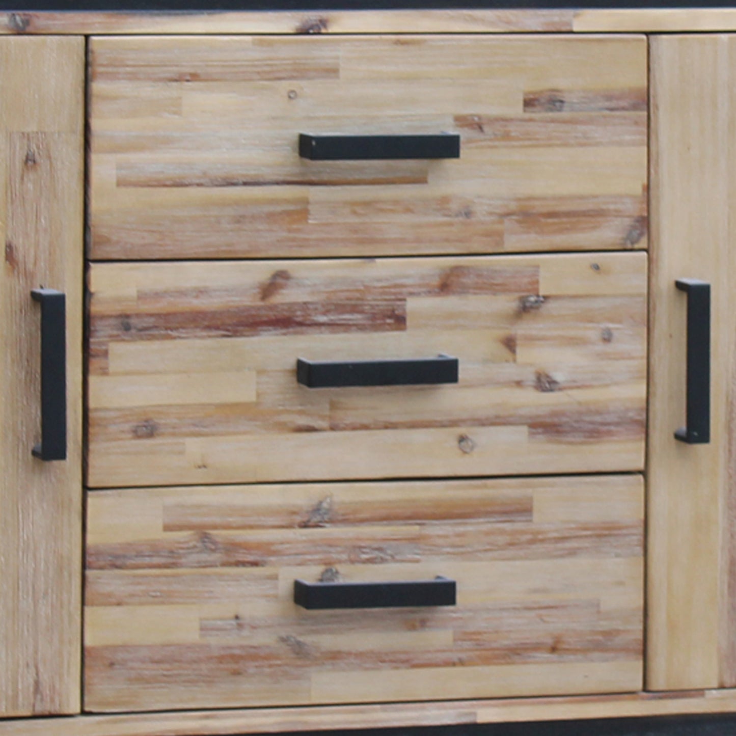 Seashore Buffet In Solid Acacia Timber with Black Border In Silver Brush Colour
