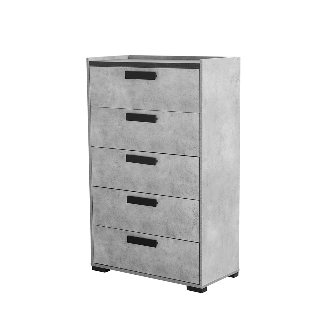 Copper Contemporary 5 Drawers Tallboy with Sleek Metal Handles