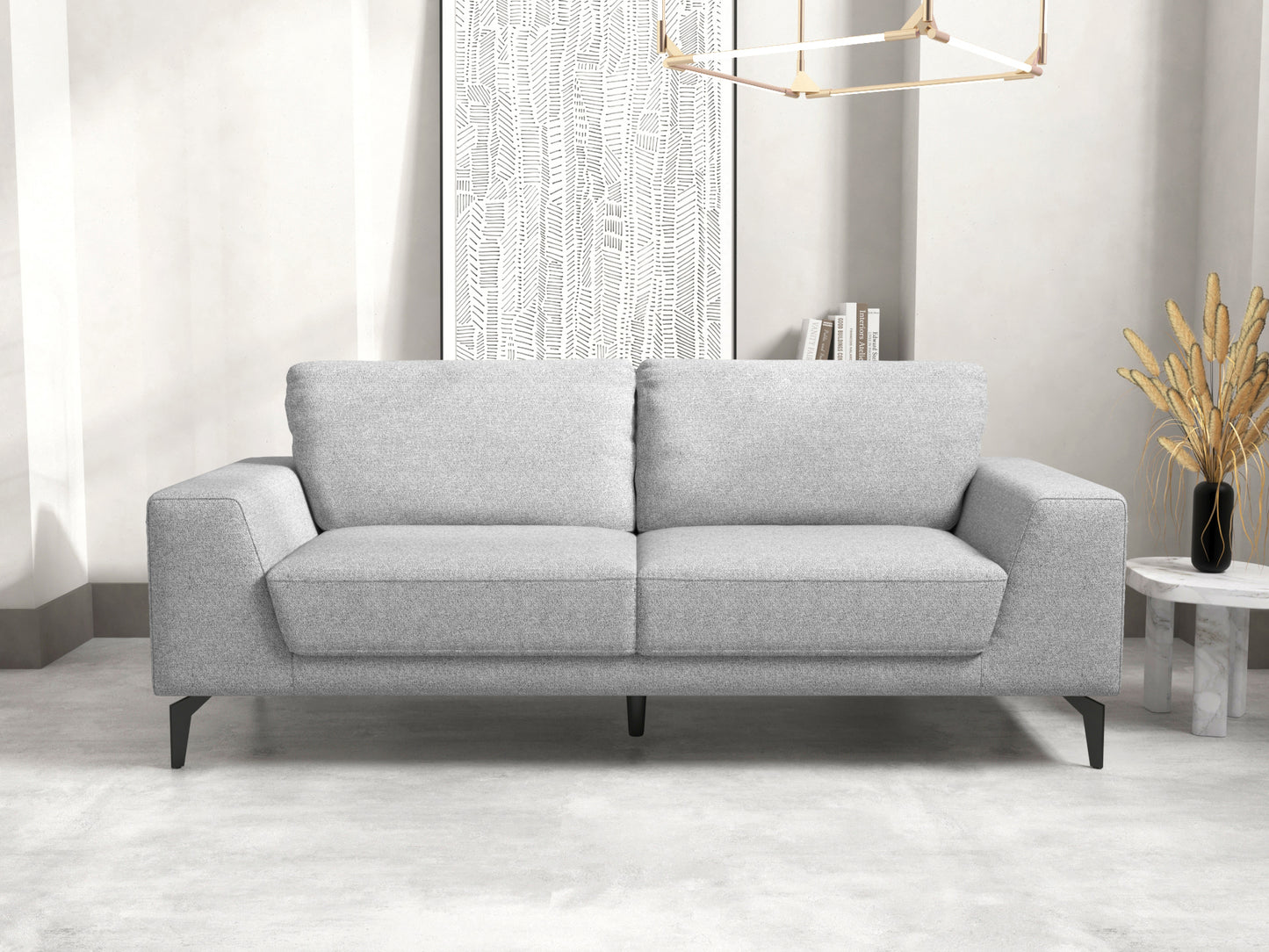 Hopper 3+2 Seater Sofa In Linen Fabric Light Grey Lounge